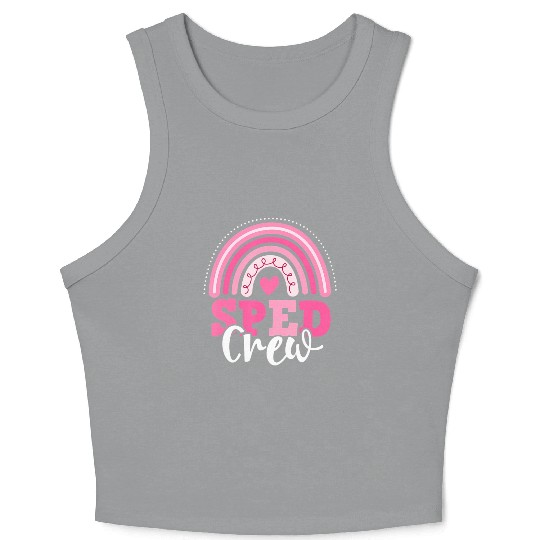 SPED Crew Pink Rainbow Special Education Back to Crop Tank Top