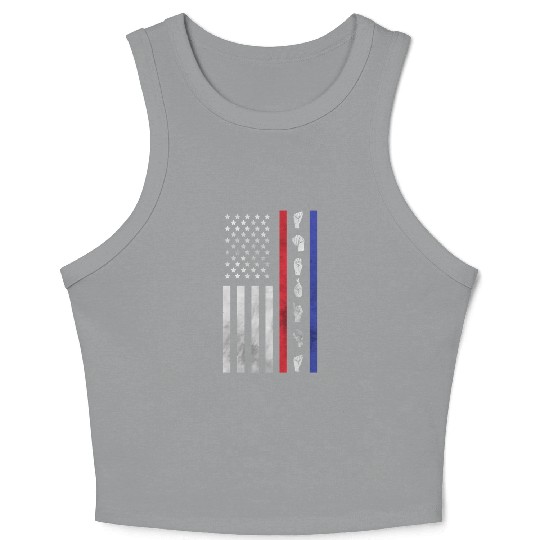 American Flag Asl American Sign Language America U Crop Tank Top