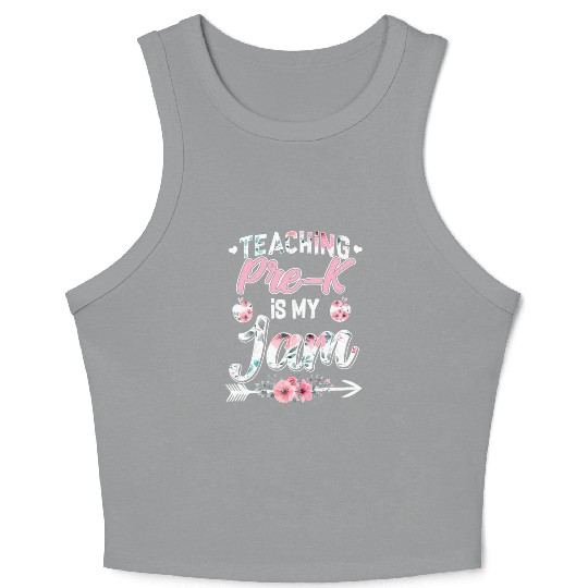 Tu Teaching Pre-K is My Jam Back to School Floral Crop Tank Top