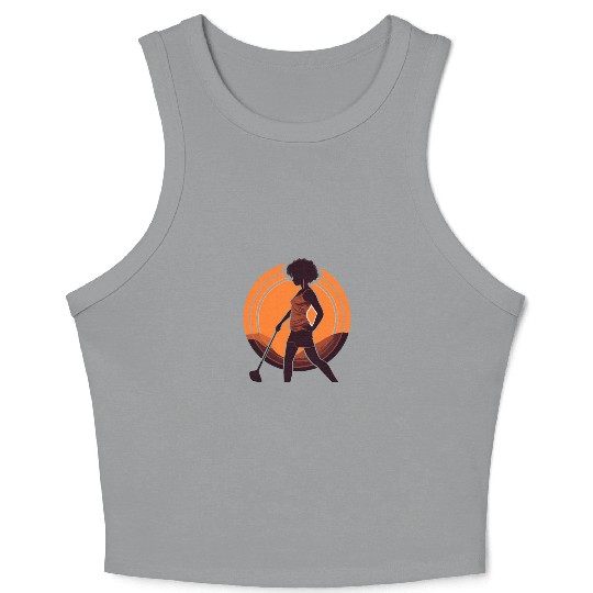 Golfer Girl Afro Woman Golf Player African Crop Tank Top