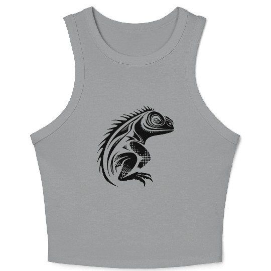 Black Lizard Vector Art Crop Tank Top