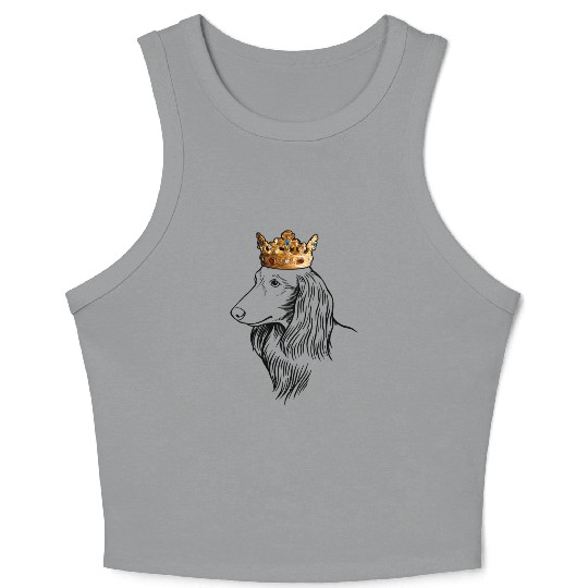 Longhaired Dachshund Dog Wearing Crown Crop Tank Top