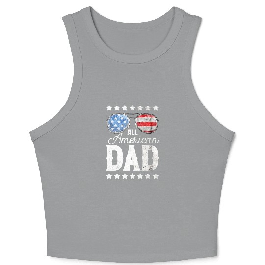 All American Dad 4th of July Father's Day Sunglass Crop Tank Top