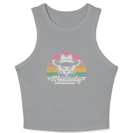 Mashup Between Meow And Howdy Cat Meme Cat Crop Tank Top