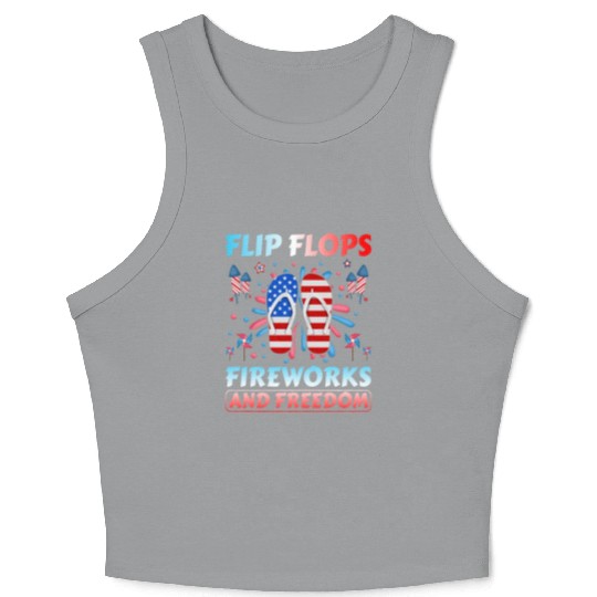 Flip Flops Fireworks and freedom Crop Tank Top