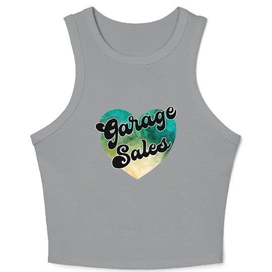 Garage Sales green yellow watercolor heart Crop Tank Top