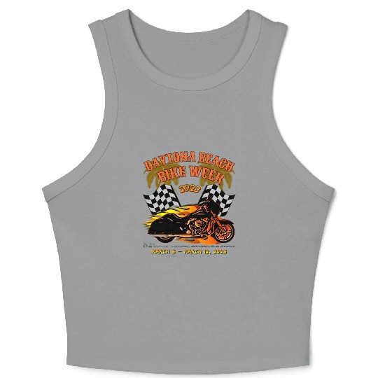 Daytona Beach Bike Week 2023 Checkered Flag Front Crop Tank Top