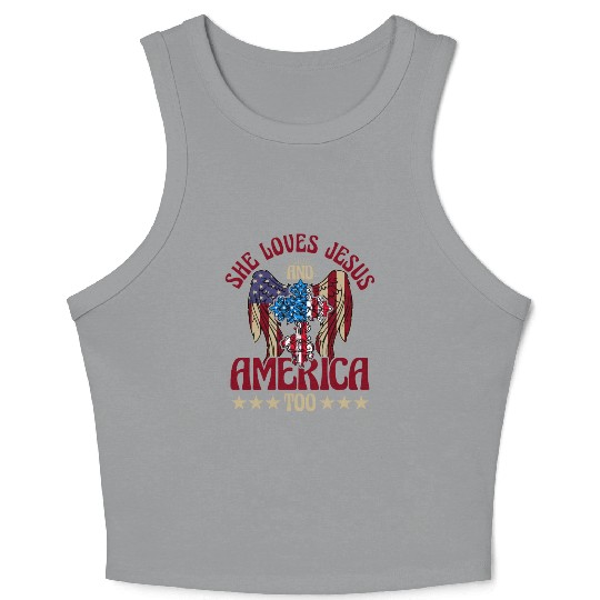 She loves jesus and America too Crop Tank Top
