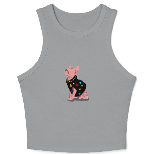 pink cute cat meowed funny meowdy cowboy for you Crop Tank Top