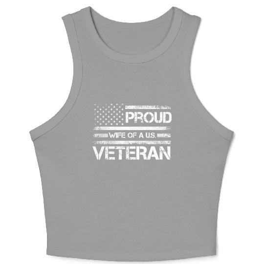 Veterans Proud Wives Of Us Veterans American Flag Crop Tank Top