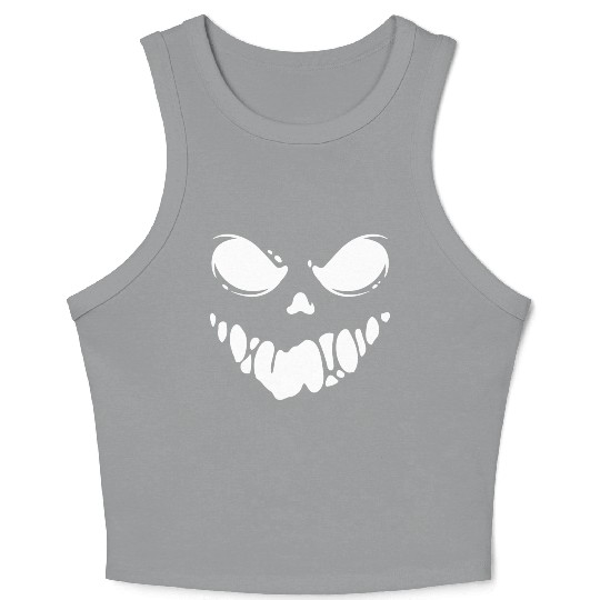 Black Spooky scary Ghost face Crop Tank Top design