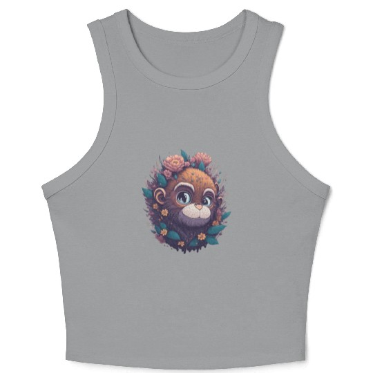 Monkey lovers gift - monkey painting Crop Tank Top
