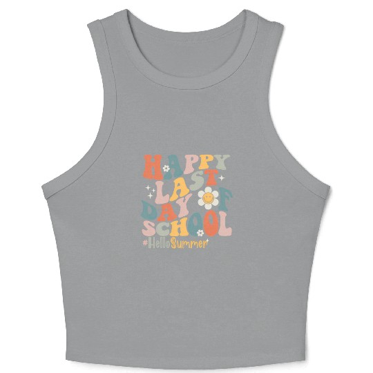 Groovy Happy Last Day Of School Teacher Student Crop Tank Top