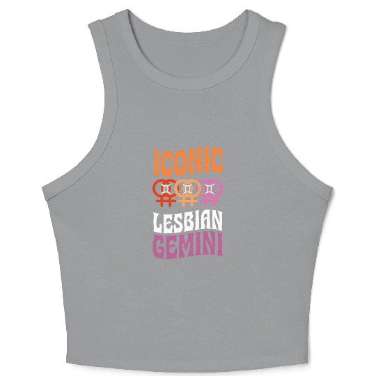 Ico Lesbian Gemini Queer Zodiac Horoscope Sign Les Crop Tank Top