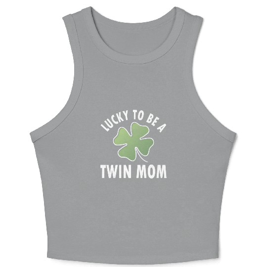 Lucky To Be A Twin Mom Saint Patric Day Crop Tank Top