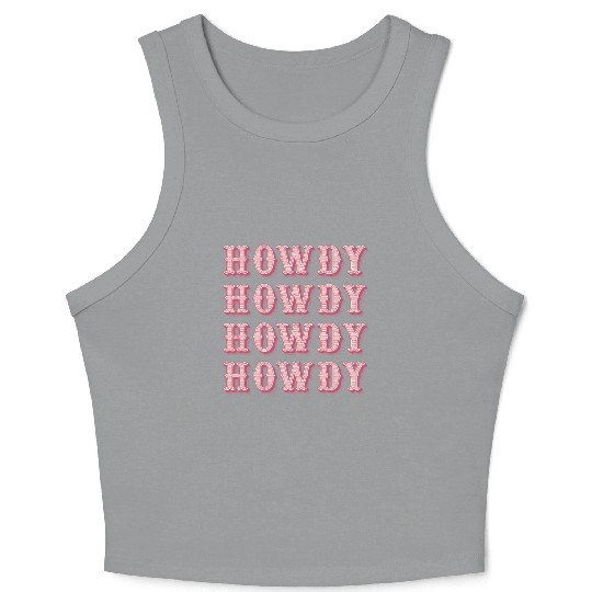 White Cowgirl Howdy Rodeo Western Country Southern Crop Tank Top