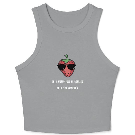 Strawberry world white Crop Tank Top