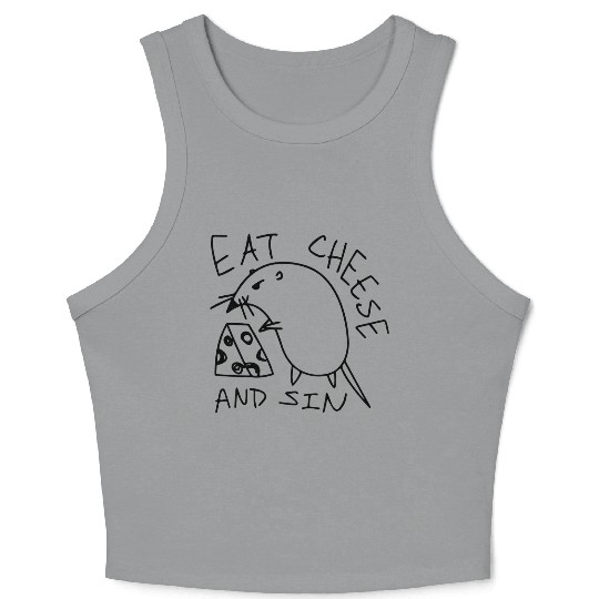 Eat Cheese And Sin Funny Cheese Lover Crop Tank Top