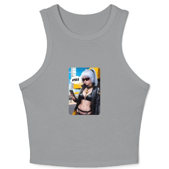 Cyberpunk Waifu Influencer Design 2 Crop Tank Top