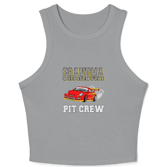 Grandma Pit Crew Birthday Racing Car Theme Race Crop Tank Top