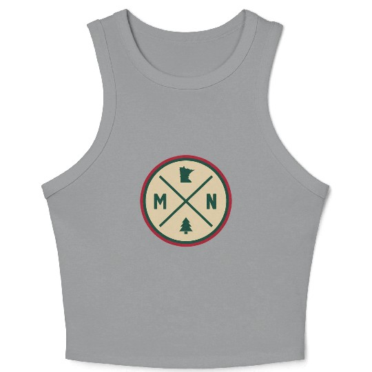 Minnesota Mn Circle Patch Red And Green Crop Tank Top