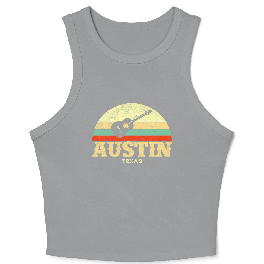 Austin Texas Guitar Lone Star State Crop Tank Top