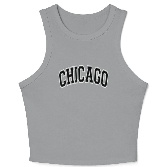 Chicago Illinois Il Varsity Style Black Text Crop Tank Top