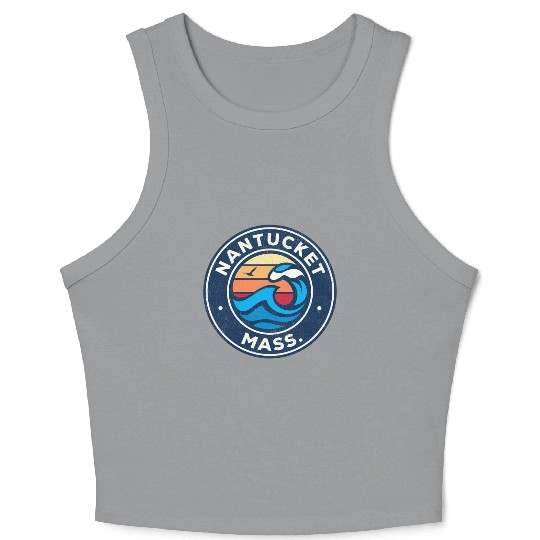 Nantucket Massachusetts Ma Nautical Waves Crop Tank Top