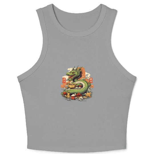 Sushi Dragon Japanesse Kawaii 5 Transparan Crop Tank Top