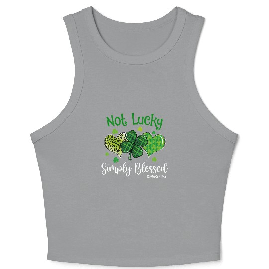 Not Lucky ly Blessed Christian Shamrock St Crop Tank Top