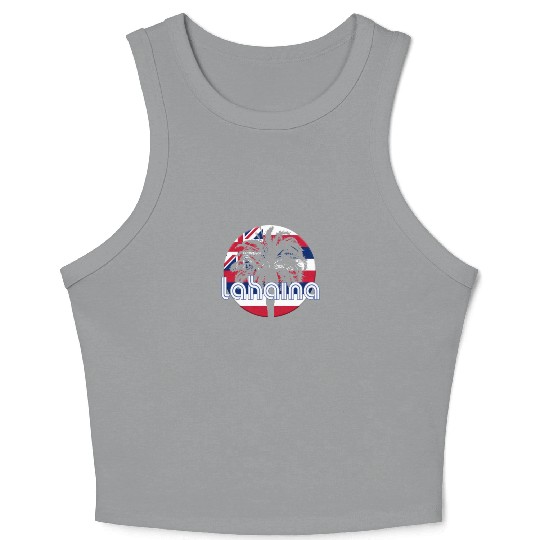 Lahaina Maui Hawaii Hawaiian Flag Native Palm Tree Crop Tank Top