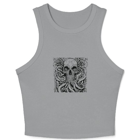skull octopus rock and roll Crop Tank Top