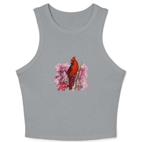 Funny Red Cardinal Bird Ornament Christmas Gifts Crop Tank Top
