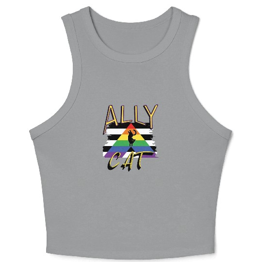 LGBTQ Ally Cat Gay Pride Rainbow Ally Cat Lovers Crop Tank Top