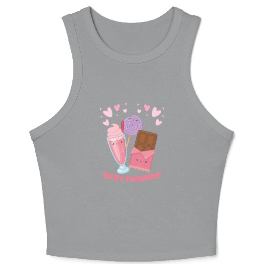 Cute Best Friends Lollipop Ice cream And Chocolate Crop Tank Top