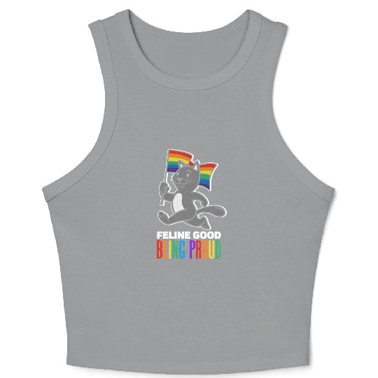 Feline Good Being Proud Rainbow Flag Cat Pride Crop Tank Top