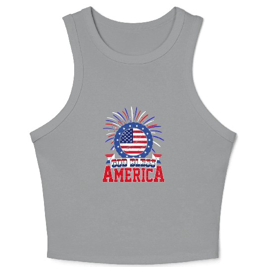 God Bless America Independence Day USA Patriot Crop Tank Top