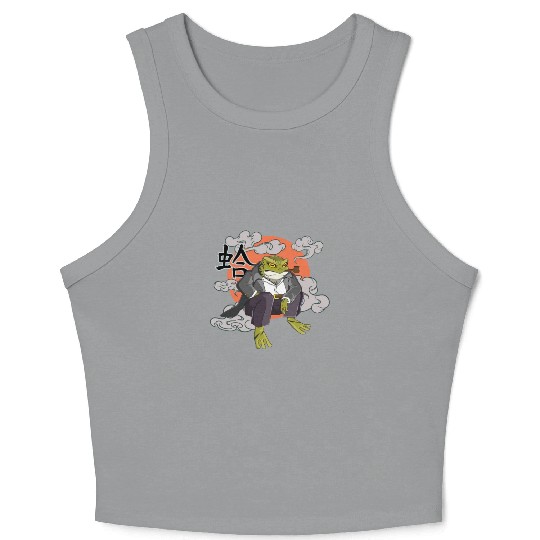 Japanese frog in Yakuza gangster costume Crop Tank Top