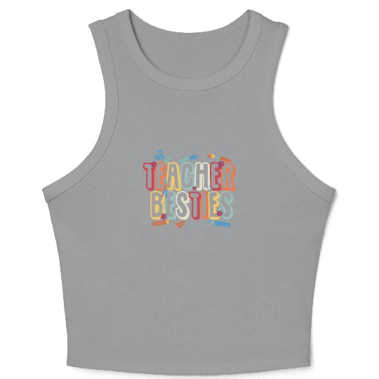 Teacher Besties Bestfriend Matching Teacher Bestie Crop Tank Top