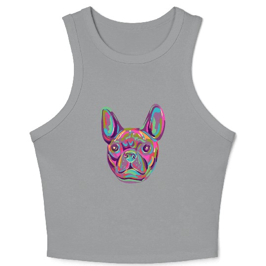 French Bulldog Frenchie head Pop art style Crop Tank Top