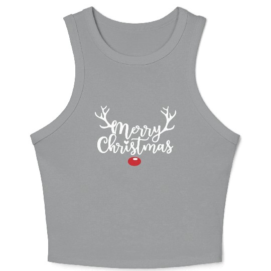 Merry Christmas - Red Nose Reindeer Crop Tank Top