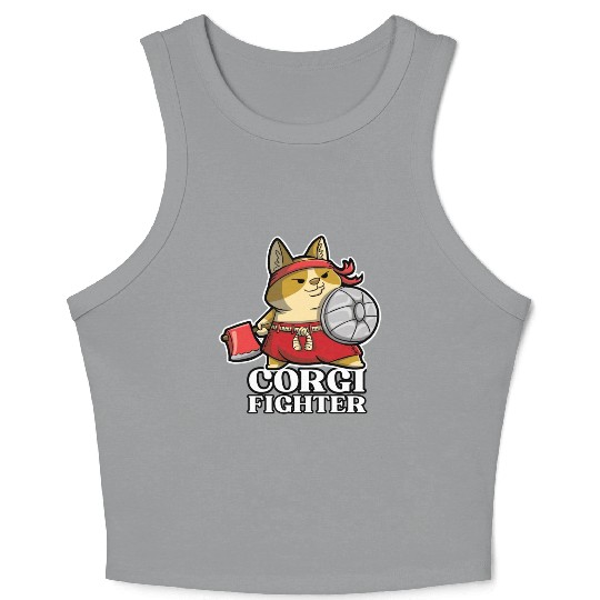 DESIGNThe Brave And Cute Corgi Fighter With An Axe Crop Tank Top