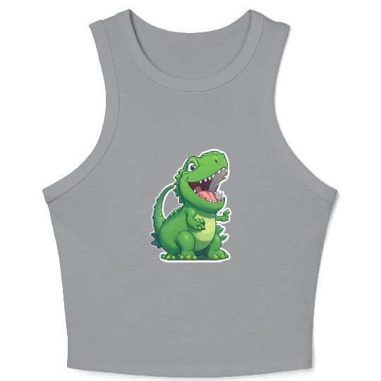 Green Dinosaur Crop Tank Top