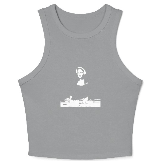 Dj Mona Lisa with Dj Headphone behind a dj table Crop Tank Top