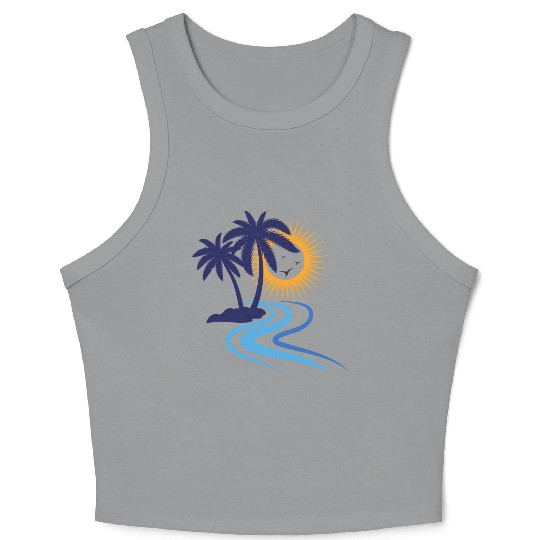 Summer - palm tree Crop Tank Top