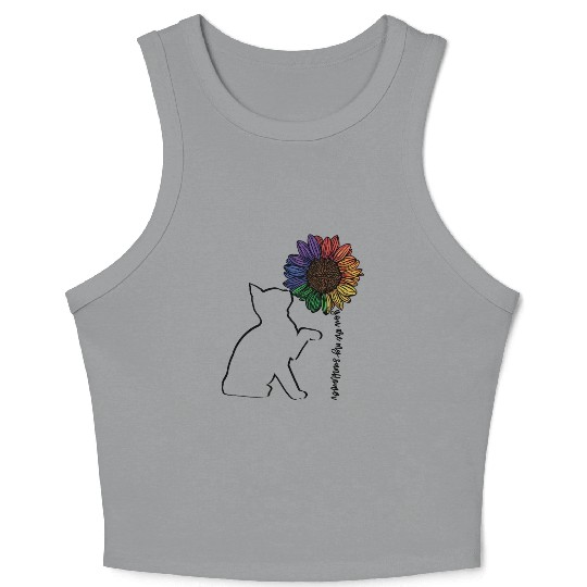 You Are My Sunflower Cat Silhouette Flower Feline Crop Tank Top