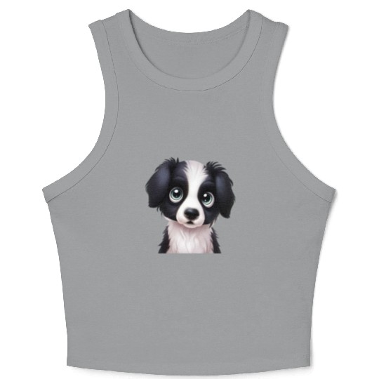 Elegant Border Collie Portrait Crop Tank Top