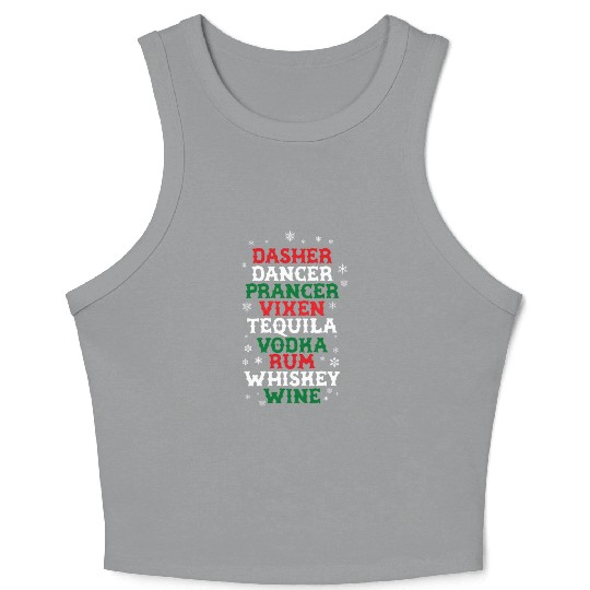 Beer Wine Tequila Reindeer Crop Tank Top