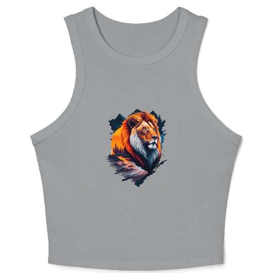 Abstract Lion illustration Crop Tank Top