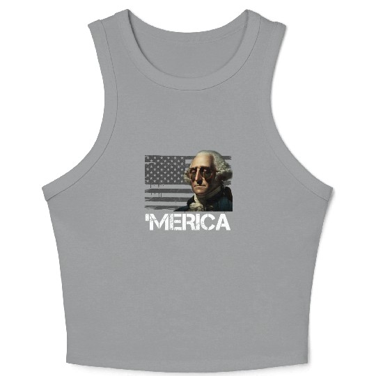 Merica George Washington Independence Day USA Crop Tank Top